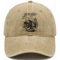 Halloween Skeleton Washed Cotton Baseball Cap Are You Ready October 31 Rodeo Cowboy
