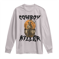 Halloween Skeleton Long Sleeve Shirt Cowboy Killer Spooky Western Horror Design - Wonder Print Shop