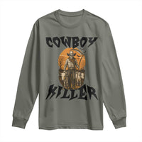Halloween Skeleton Long Sleeve Shirt Cowboy Killer Spooky Western Horror Design - Wonder Print Shop