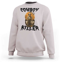 Halloween Skeleton Sweatshirt Cowboy Killer Spooky Western Horror Design - Wonder Print Shop