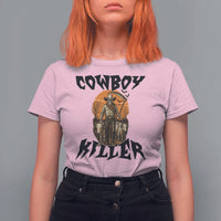 Halloween Skeleton T Shirt For Women Cowboy Killer Spooky Western Horror Design - Wonder Print Shop