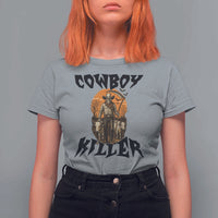 Halloween Skeleton T Shirt For Women Cowboy Killer Spooky Western Horror Design - Wonder Print Shop