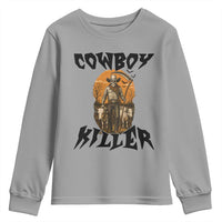 Halloween Skeleton Youth Sweatshirt Cowboy Killer Spooky Western Horror Design - Wonder Print Shop