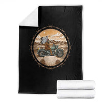 Native American Biker Gift Throw Blanket Skull Motorcycle Rider