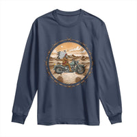 Native American Biker Gift Long Sleeve Shirt Skull Motorcycle Rider