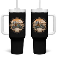Native American Biker Gift Tumbler With Handle Skull Motorcycle Rider