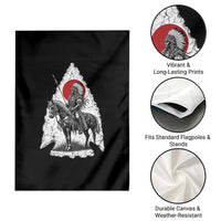 Vintage Native American Warrior Garden Flag Horse Rider Feather Headdress Graphic