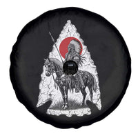 Vintage Native American Warrior Spare Tire Cover Horse Rider Feather Headdress Graphic