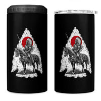 Vintage Native American Warrior 4 in 1 Can Cooler Tumbler Horse Rider Feather Headdress Graphic