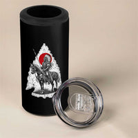 Vintage Native American Warrior 4 in 1 Can Cooler Tumbler Horse Rider Feather Headdress Graphic