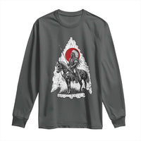 Vintage Native American Warrior Long Sleeve Shirt Horse Rider Feather Headdress Graphic
