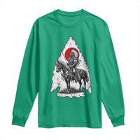 Vintage Native American Warrior Long Sleeve Shirt Horse Rider Feather Headdress Graphic