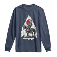 Vintage Native American Warrior Long Sleeve Shirt Horse Rider Feather Headdress Graphic