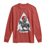 Vintage Native American Warrior Long Sleeve Shirt Horse Rider Feather Headdress Graphic