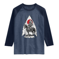 Vintage Native American Warrior Raglan Shirt Horse Rider Feather Headdress Graphic
