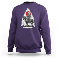 Vintage Native American Warrior Sweatshirt Horse Rider Feather Headdress Graphic