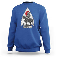 Vintage Native American Warrior Sweatshirt Horse Rider Feather Headdress Graphic