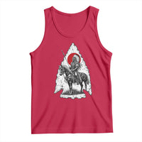 Vintage Native American Warrior Tank Top Horse Rider Feather Headdress Graphic