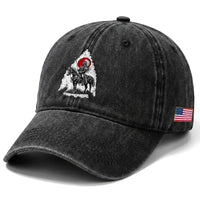 Vintage Native American Warrior Washed Cotton Baseball Cap Horse Rider Feather Headdress Graphic
