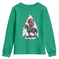 Vintage Native American Warrior Youth Sweatshirt Horse Rider Feather Headdress Graphic