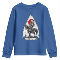 Vintage Native American Warrior Youth Sweatshirt Horse Rider Feather Headdress Graphic