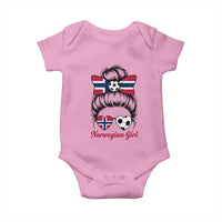 Norwegian Soccer Girl Baby Onesie Messy Bun Sunglasses Football Fan