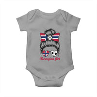 Norwegian Soccer Girl Baby Onesie Messy Bun Sunglasses Football Fan