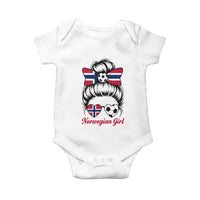 Norwegian Soccer Girl Baby Onesie Messy Bun Sunglasses Football Fan