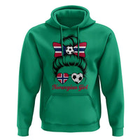 Norwegian Soccer Girl Hoodie Messy Bun Sunglasses Football Fan