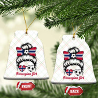 Norwegian Soccer Girl Ceramic Ornament Messy Bun Sunglasses Football Fan