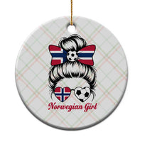 Norwegian Soccer Girl Ceramic Ornament Messy Bun Sunglasses Football Fan