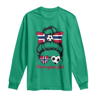 Norwegian Soccer Girl Long Sleeve Shirt Messy Bun Sunglasses Football Fan