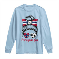 Norwegian Soccer Girl Long Sleeve Shirt Messy Bun Sunglasses Football Fan