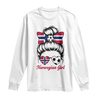 Norwegian Soccer Girl Long Sleeve Shirt Messy Bun Sunglasses Football Fan