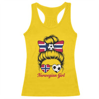 Norwegian Soccer Girl Racerback Tank Top Messy Bun Sunglasses Football Fan