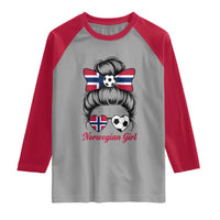 Norwegian Soccer Girl Raglan Shirt Messy Bun Sunglasses Football Fan