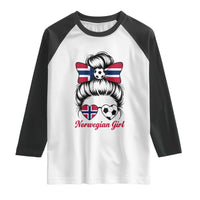 Norwegian Soccer Girl Raglan Shirt Messy Bun Sunglasses Football Fan