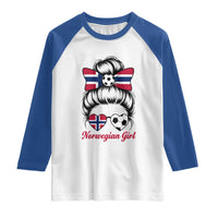 Norwegian Soccer Girl Raglan Shirt Messy Bun Sunglasses Football Fan