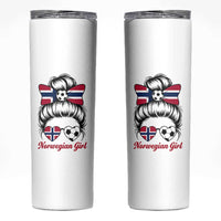 Norwegian Soccer Girl Skinny Tumbler Messy Bun Sunglasses Football Fan