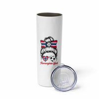 Norwegian Soccer Girl Skinny Tumbler Messy Bun Sunglasses Football Fan
