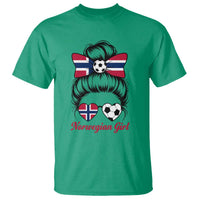 Norwegian Soccer Girl T Shirt Messy Bun Sunglasses Football Fan