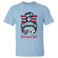 Norwegian Soccer Girl T Shirt Messy Bun Sunglasses Football Fan