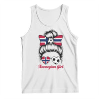 Norwegian Soccer Girl Tank Top Messy Bun Sunglasses Football Fan
