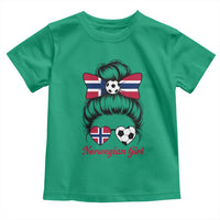 Norwegian Soccer Girl Toddler T Shirt Messy Bun Sunglasses Football Fan