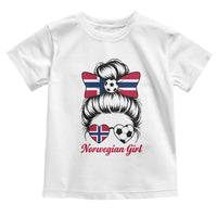 Norwegian Soccer Girl Toddler T Shirt Messy Bun Sunglasses Football Fan