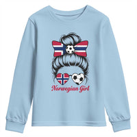 Norwegian Soccer Girl Youth Sweatshirt Messy Bun Sunglasses Football Fan