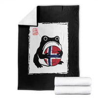 Grumpy Frog Norway Soccer Fan Throw Blanket Japanese Style Match Day