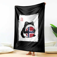 Grumpy Frog Norway Soccer Fan Throw Blanket Japanese Style Match Day