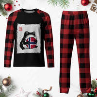 Grumpy Frog Norway Soccer Fan Plaid Pajama Set Japanese Style Match Day