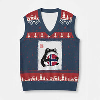 Grumpy Frog Norway Soccer Fan V-Neck Knit Sweater Vest Japanese Style Match Day